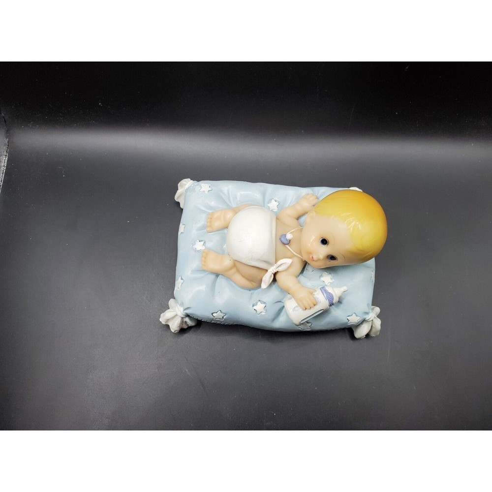 New In Box Baby Boy On Pillow Figurine By Turtle King Corporation Diaper Bottle - Picture 5 of 10